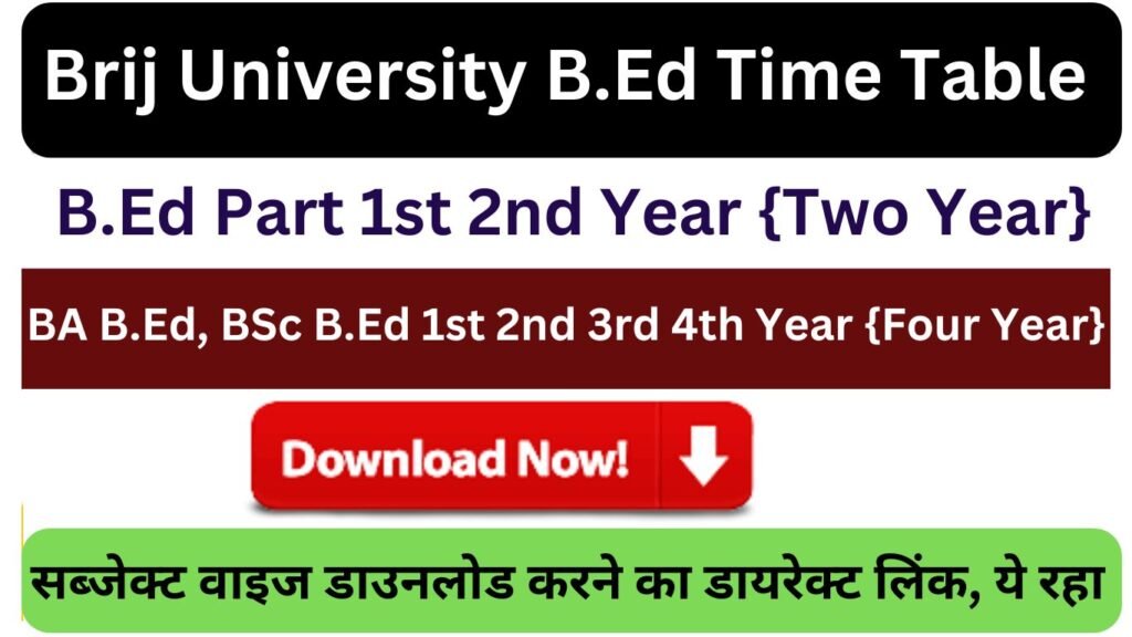 MSBU B.Ed Time Table