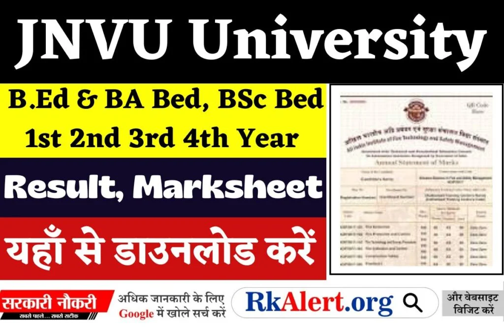 JNVU B.Ed Result