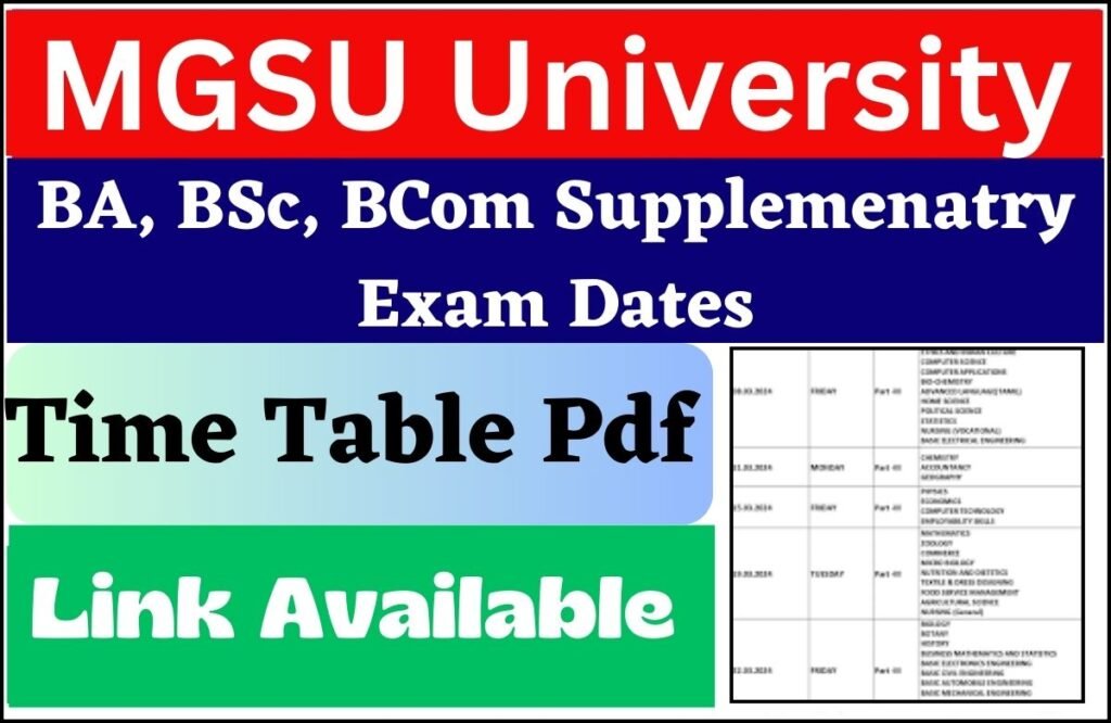 MGSU BA Supplementary Time Table