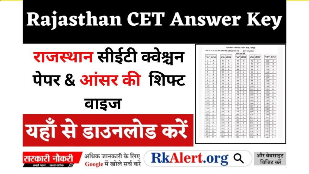 Rajasthan CET 22 Oct Answer Key