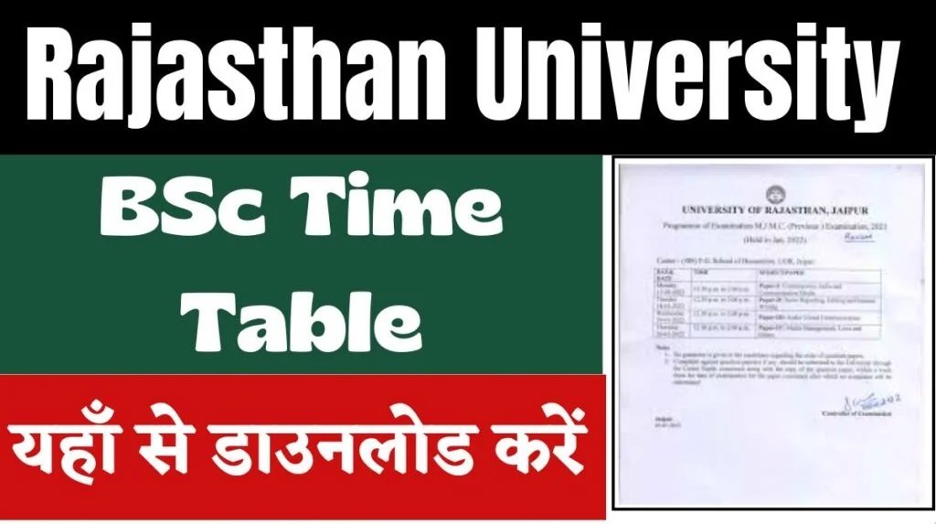 Rajasthan University BSc Time Table